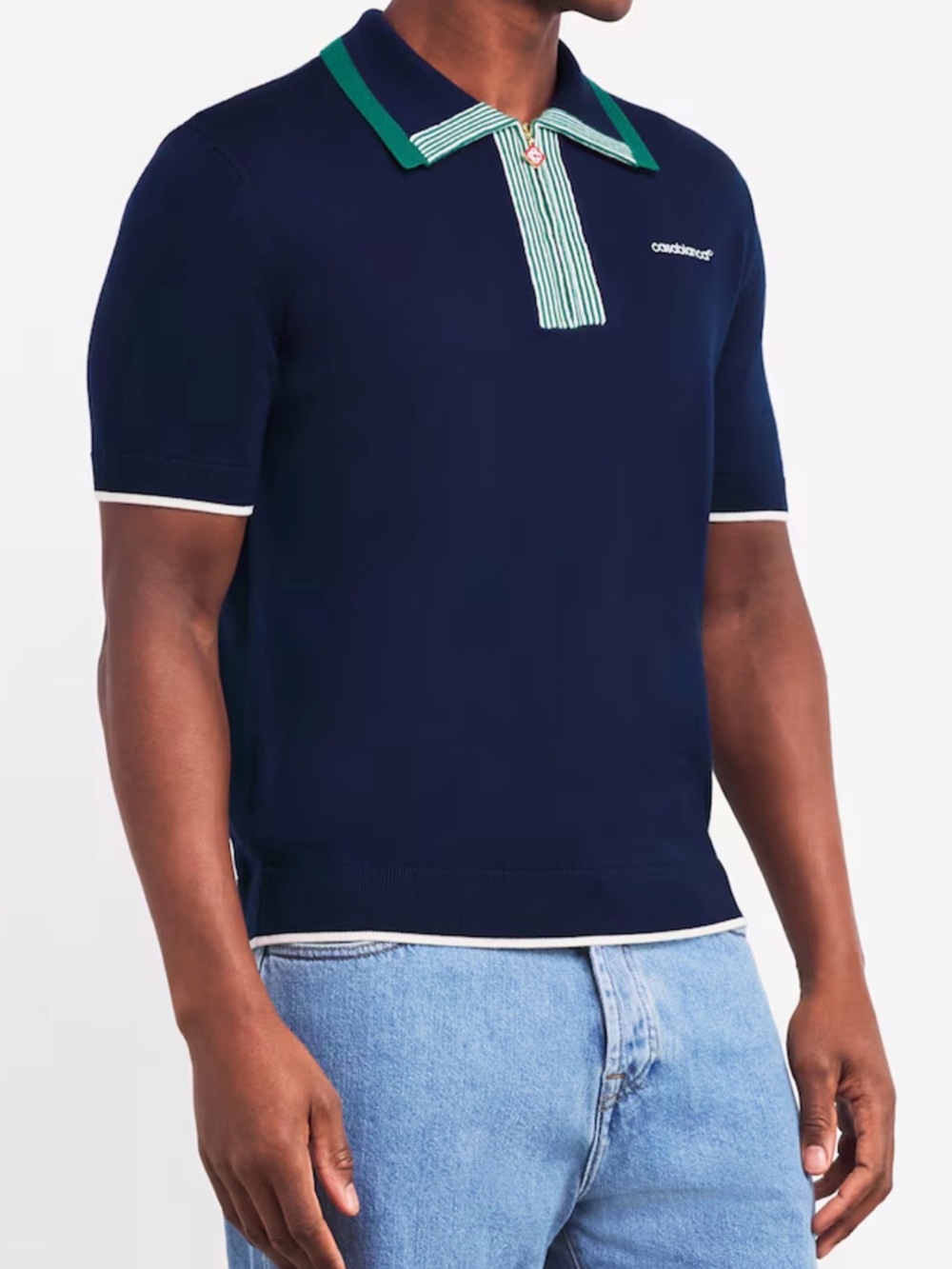 CASABLANCA
Merino Wool Navy Polo Shirt